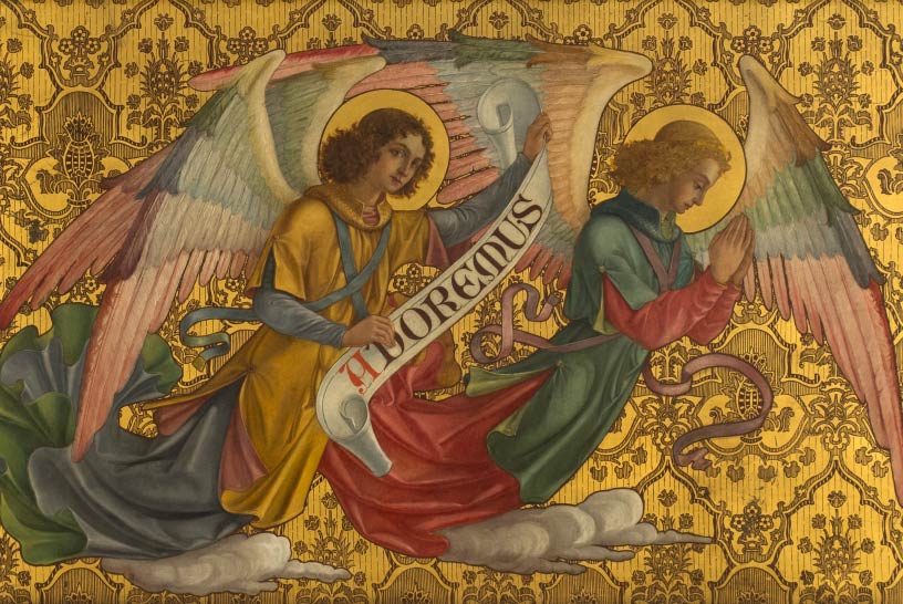 Two Angels with Banner